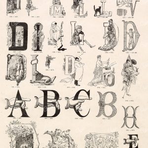 DECORATIVE Initials of Uppercase English Alphabet - 1800s Type Foundry