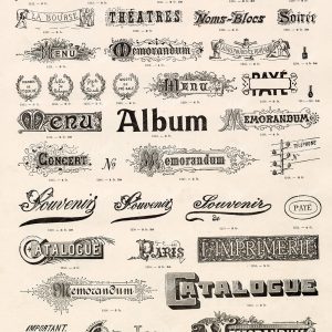 DECORATIVE Typography Keywords; Menu, Album, Catalogue, etc. 1800s Type Foundry