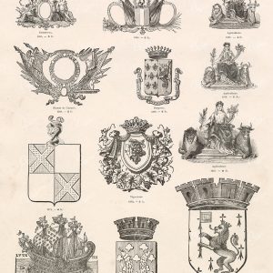ARMES Diverses (Various Weapons) - Antique 1800s Heraldry Insignias