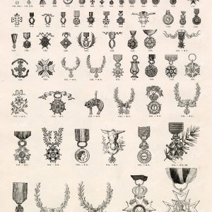 FRENCH Insignia Decorations (Military Badges and Stars) - Antique 1800s Illustrrations