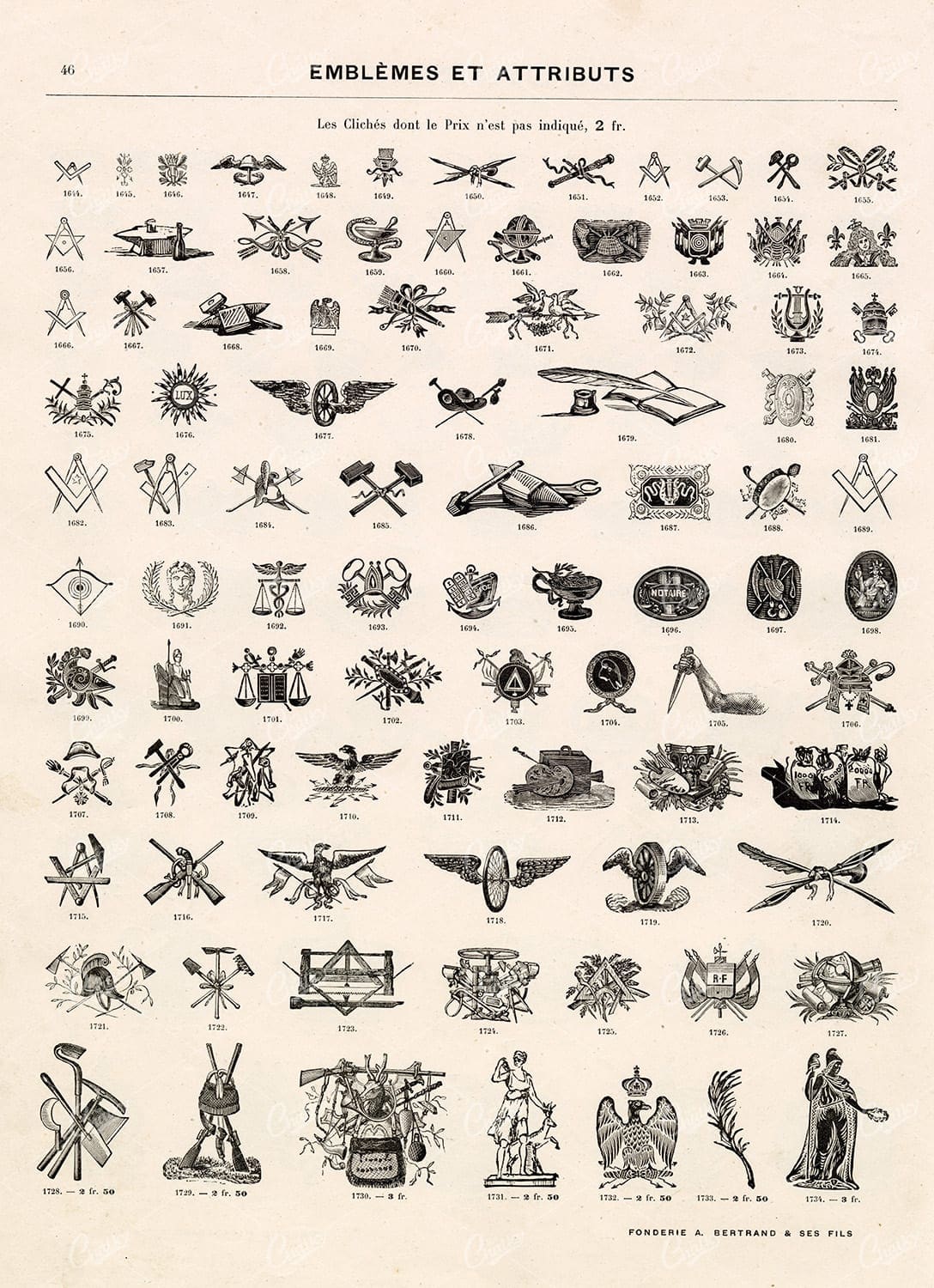 EMBLEMS and Attributes - Miscellaneous Collection of Antique 1800s Vignettes