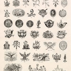 EMBLEMS and Attributes - Miscellaneous Collection of Antique 1800s Vignettes