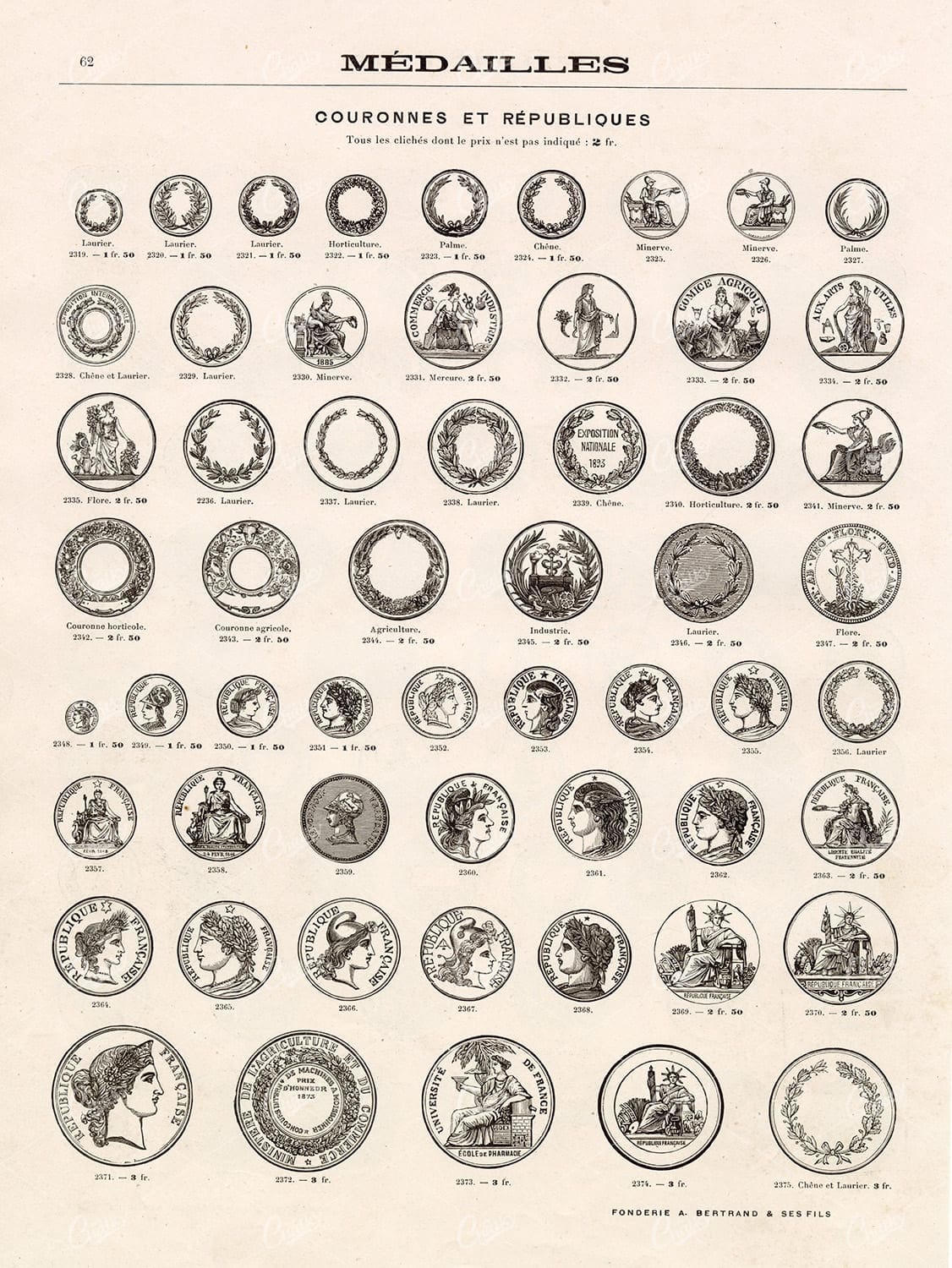 VIGNETTE Illustrations of 1800's French Medals