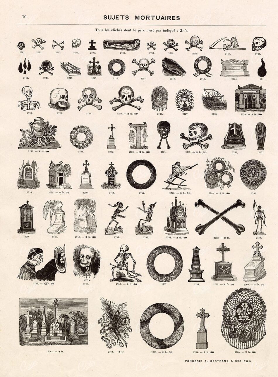MISCELLANEOUS Selection of Morbid Vignette Illustrations - Antique 1800's Stock Imagery