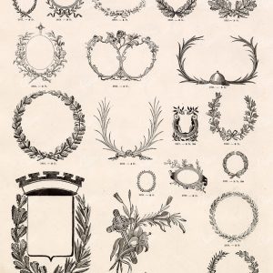 VINTAGE Selection of Laurel Illustrations - Antique 1800's Type Foundry Stock Sheet