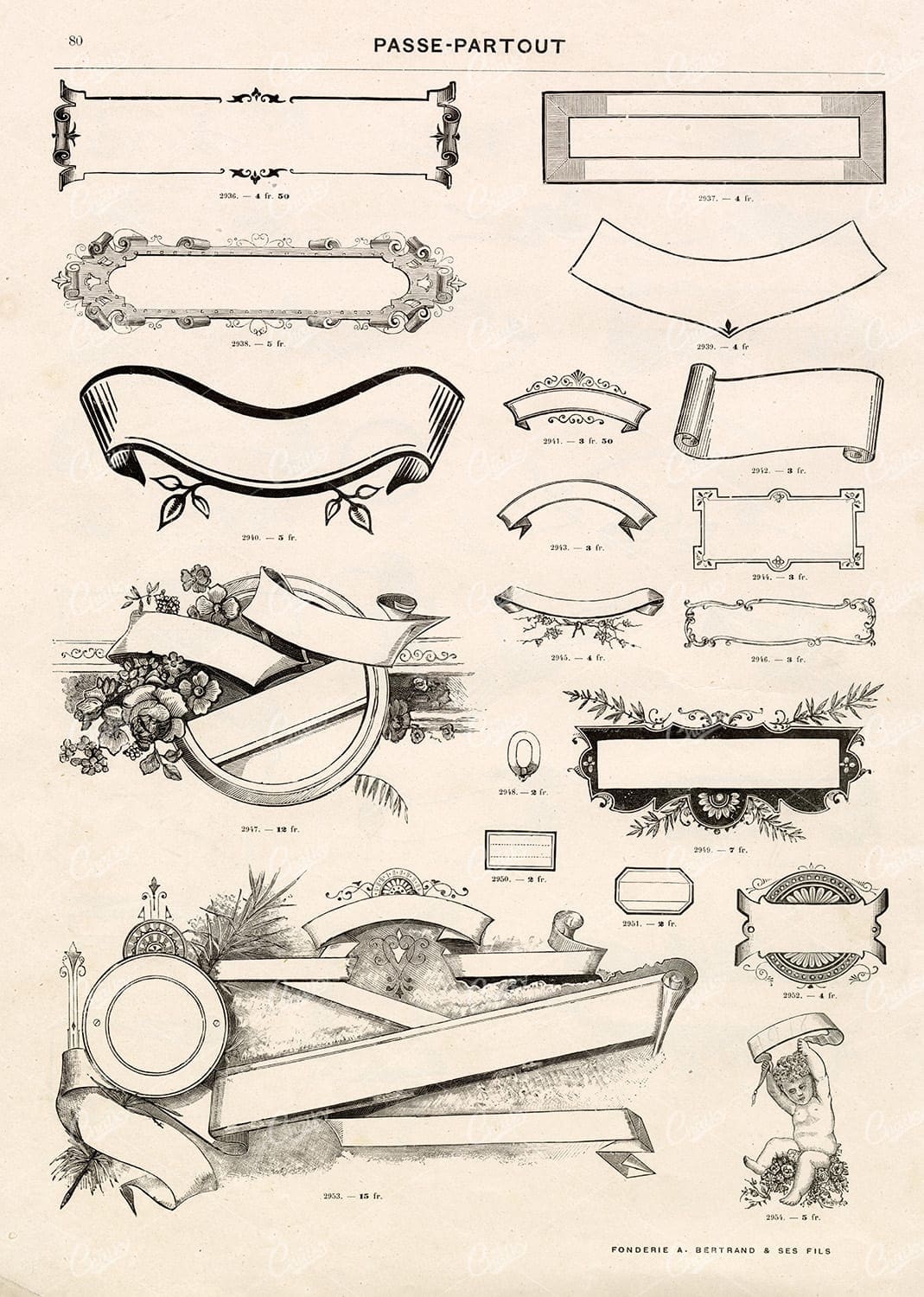 DECORATIVE Banners and Ribbons for Typography - 1800's Stock Illustrations
