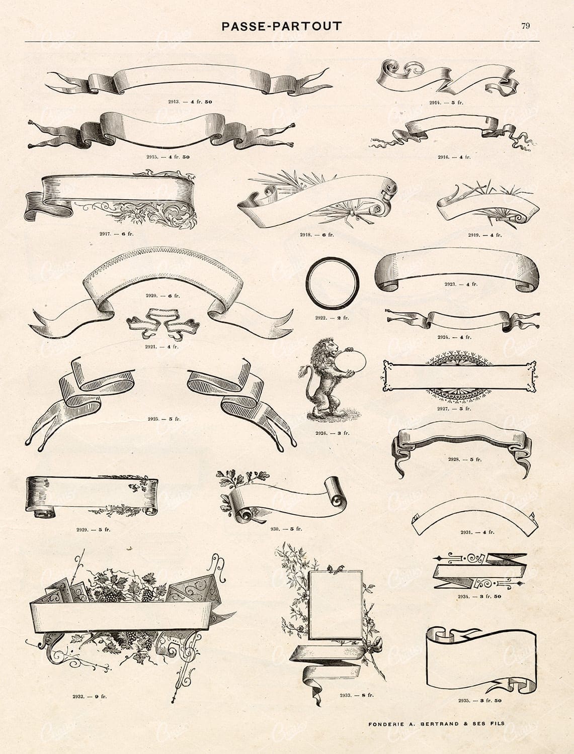 DECORATIVE Banners and Ribbons for Typography - 1800's Stock Illustrations