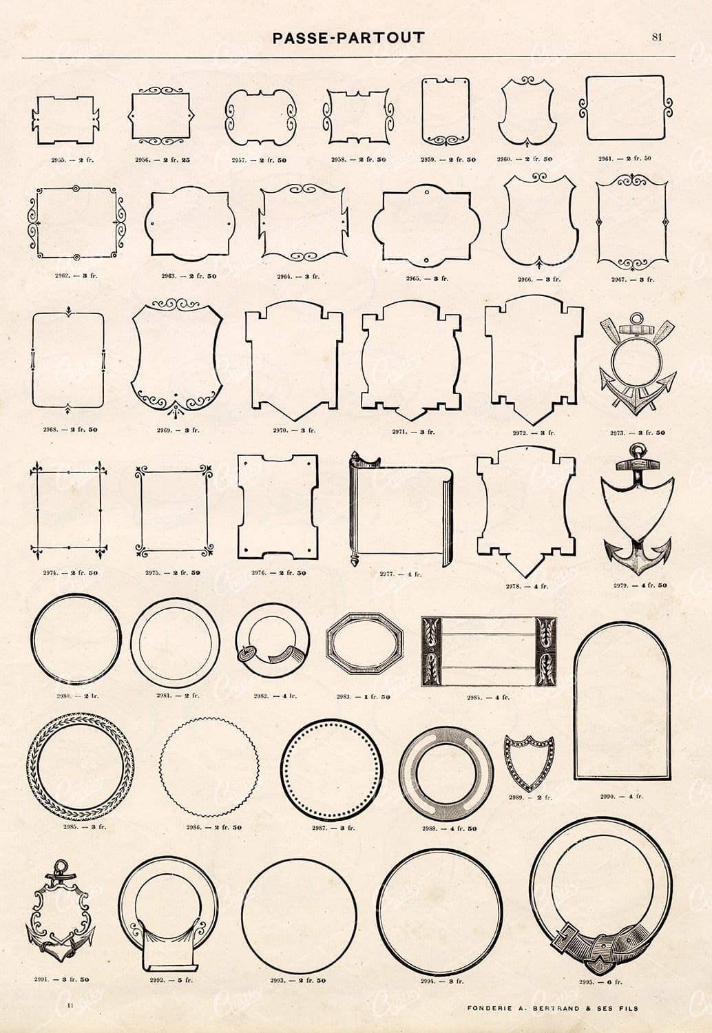DECORATIVE Shields and Banners for Type and Logos - Vintage Stock Illustrations