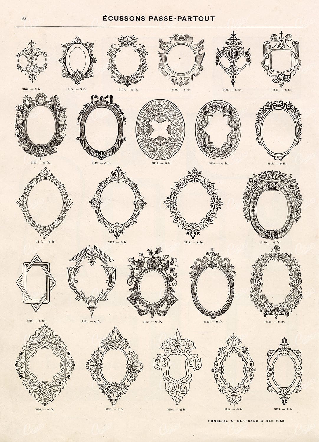 DECORATIVE Frames and Wreaths for Type and Logos - Vintage Stock Illustrations