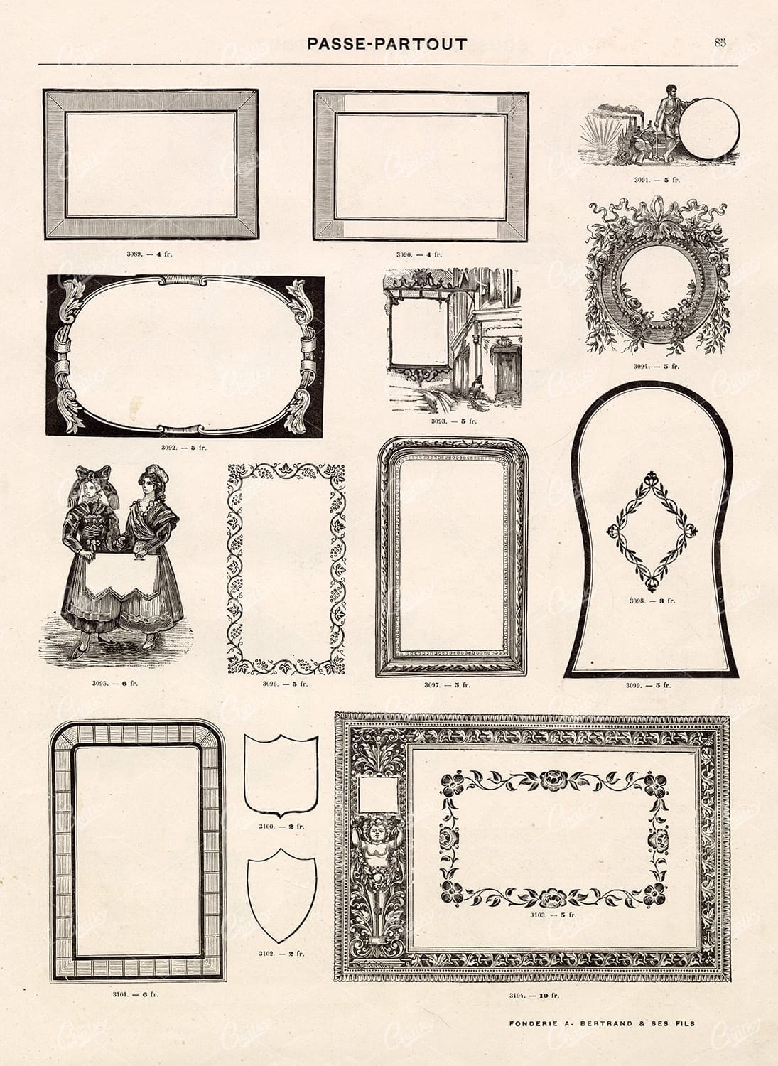 DECORATIVE Shields and Frames for Type and Logos - Vintage Stock Illustrations