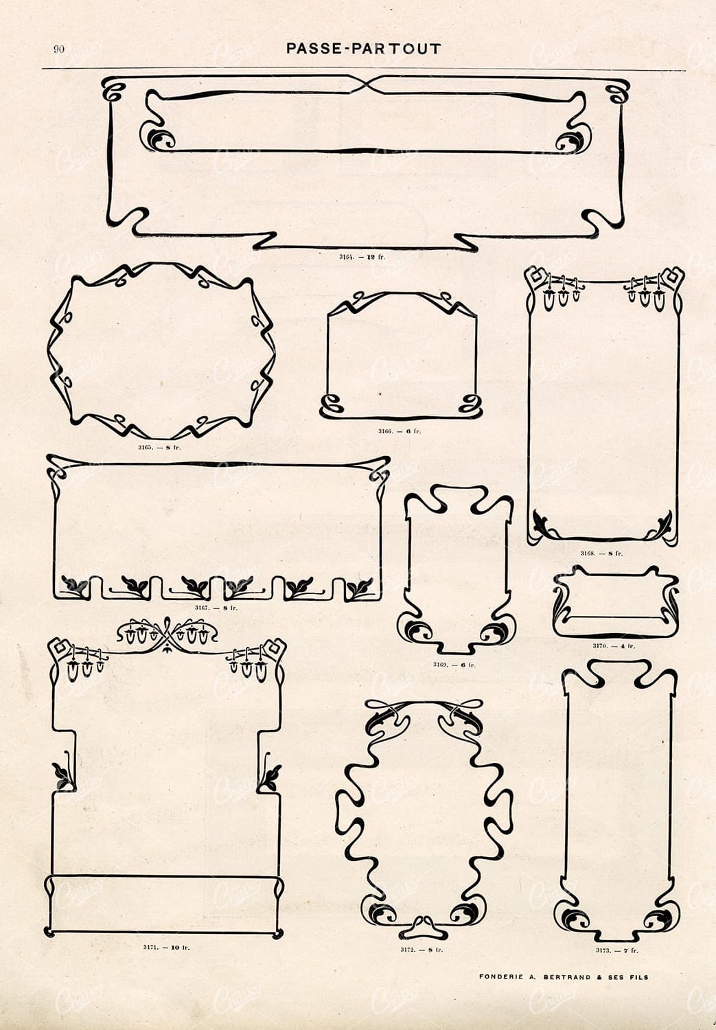 ART NOUVEAU Shields and Banners for Type and Logos - Vintage Stock Illustrations