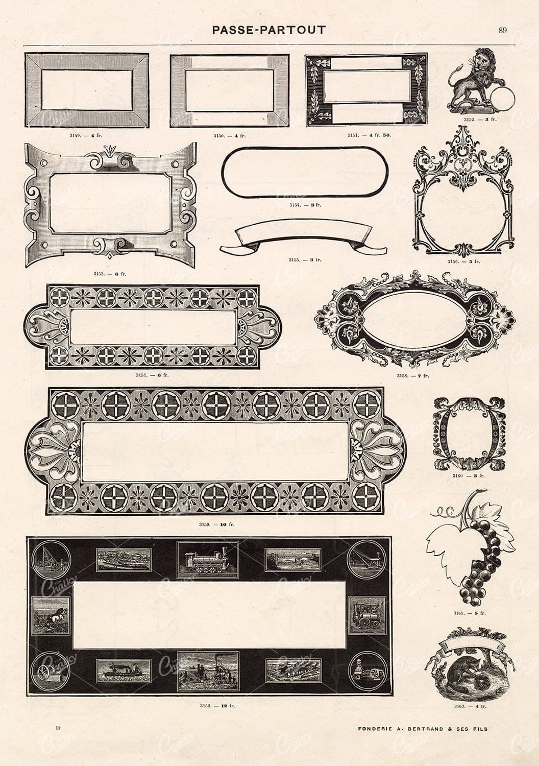 DECORATIVE Shields and Frames for Type and Logos - Vintage Stock Illustrations