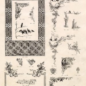 DECORATIVE Corner and Border Illustrations - Vintage Floral Illustrations