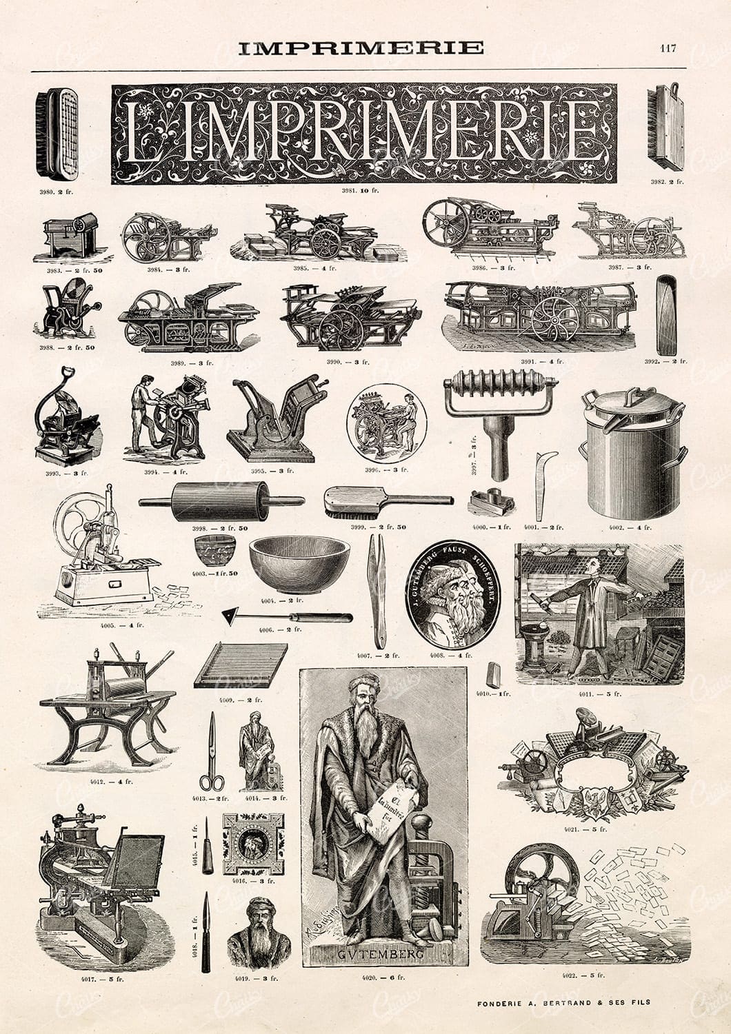 ILLUSTRATIONS of Machines and Objects Related to the Printing Industry