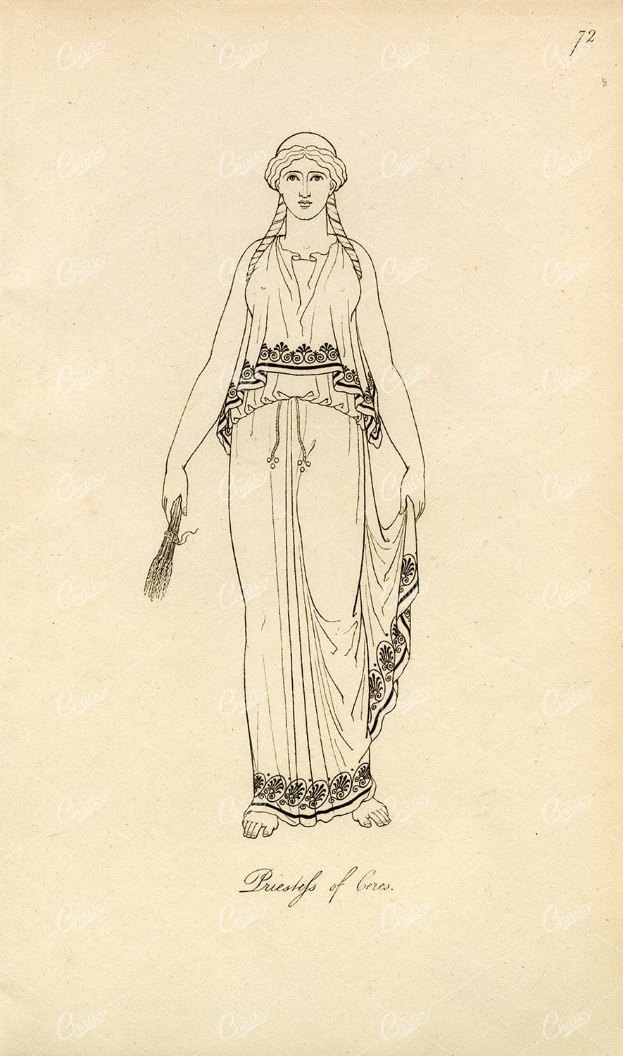ANTIQUE Ancient Roman Mythology Print - Priestess of Ceres