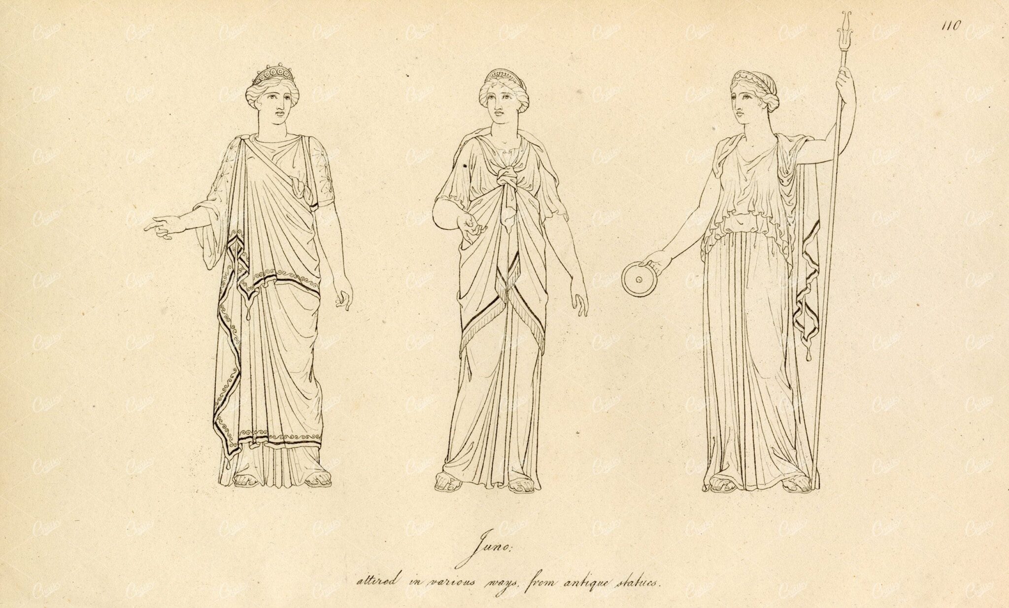 ANTIQUE Ancient Roman Mythology Print - June the Goddess