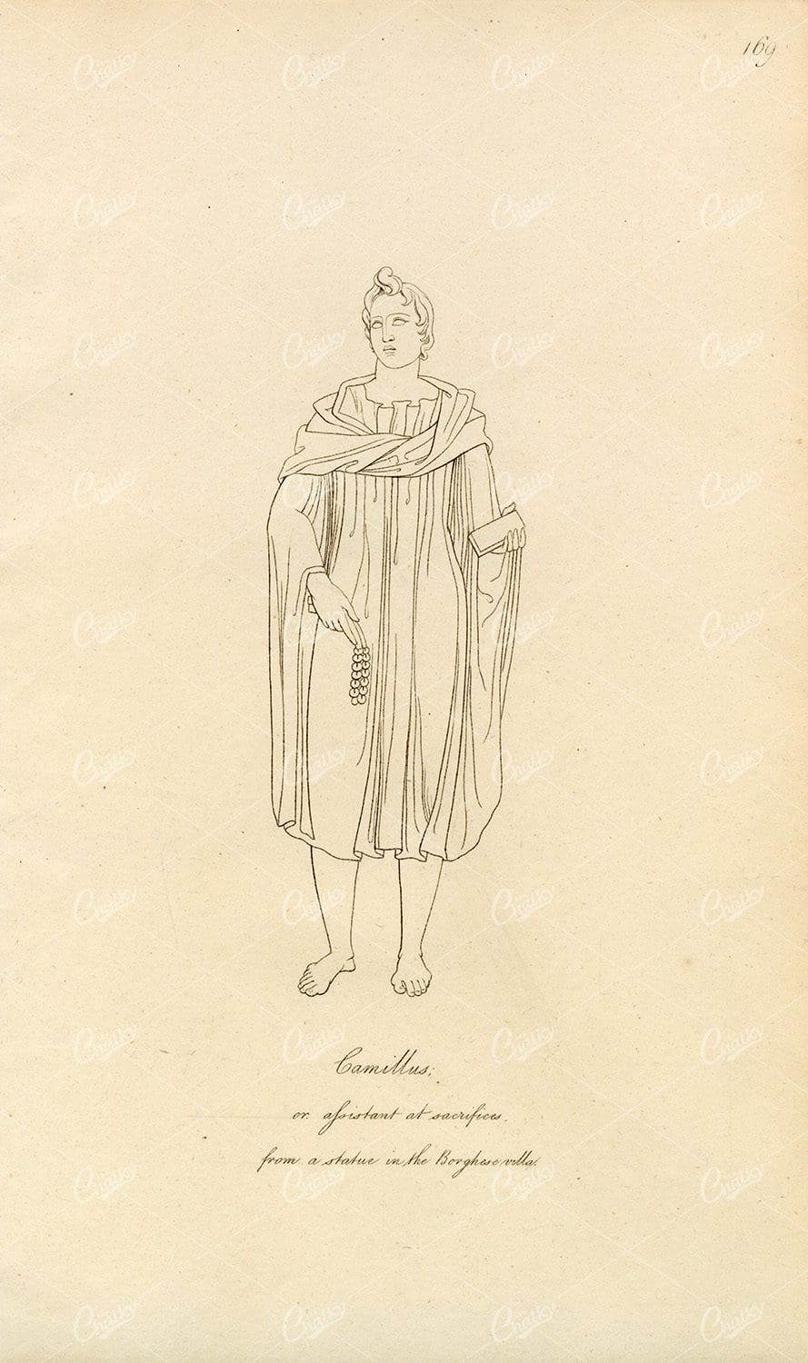 ANTIQUE Ancient Roman Costume Print - Camillus
