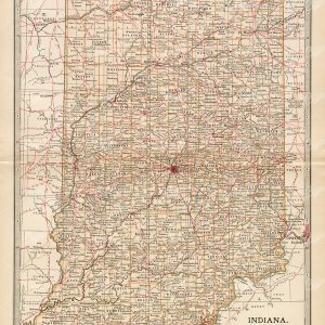 1902 VINTAGE Map of Indiana, USA - Encyclopedia Britannica