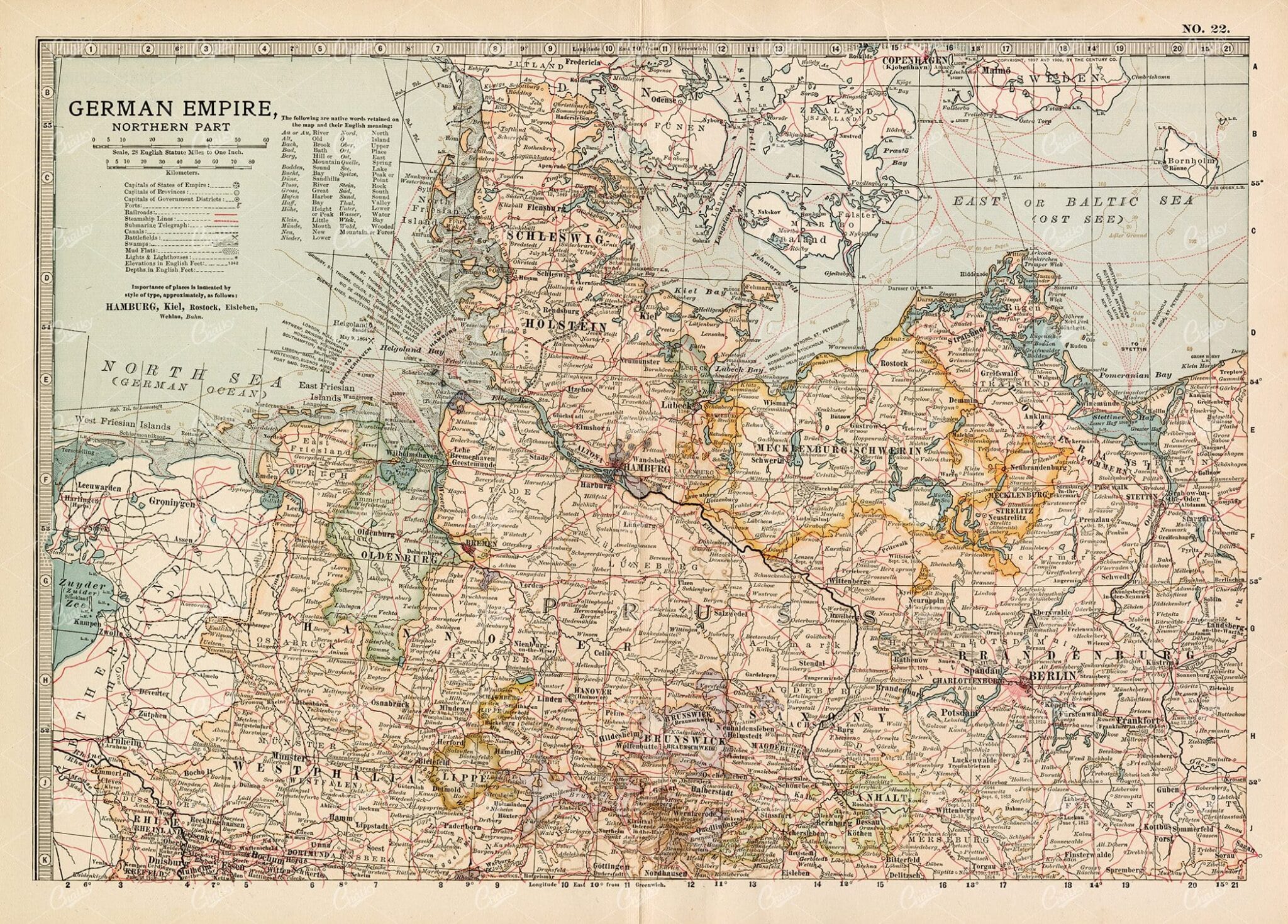 VINTAGE Map of France, Southern Part - 1902 Antique Print