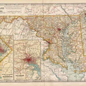 1902 VINTAGE Map of Maryland, Delaware and District of Columbia