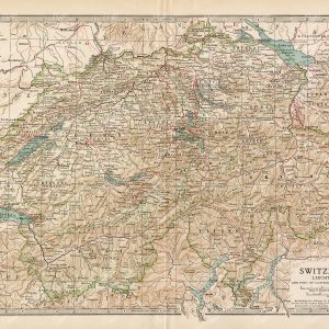 1902 VINTAGE Map of Switzerland and Liechtenstein