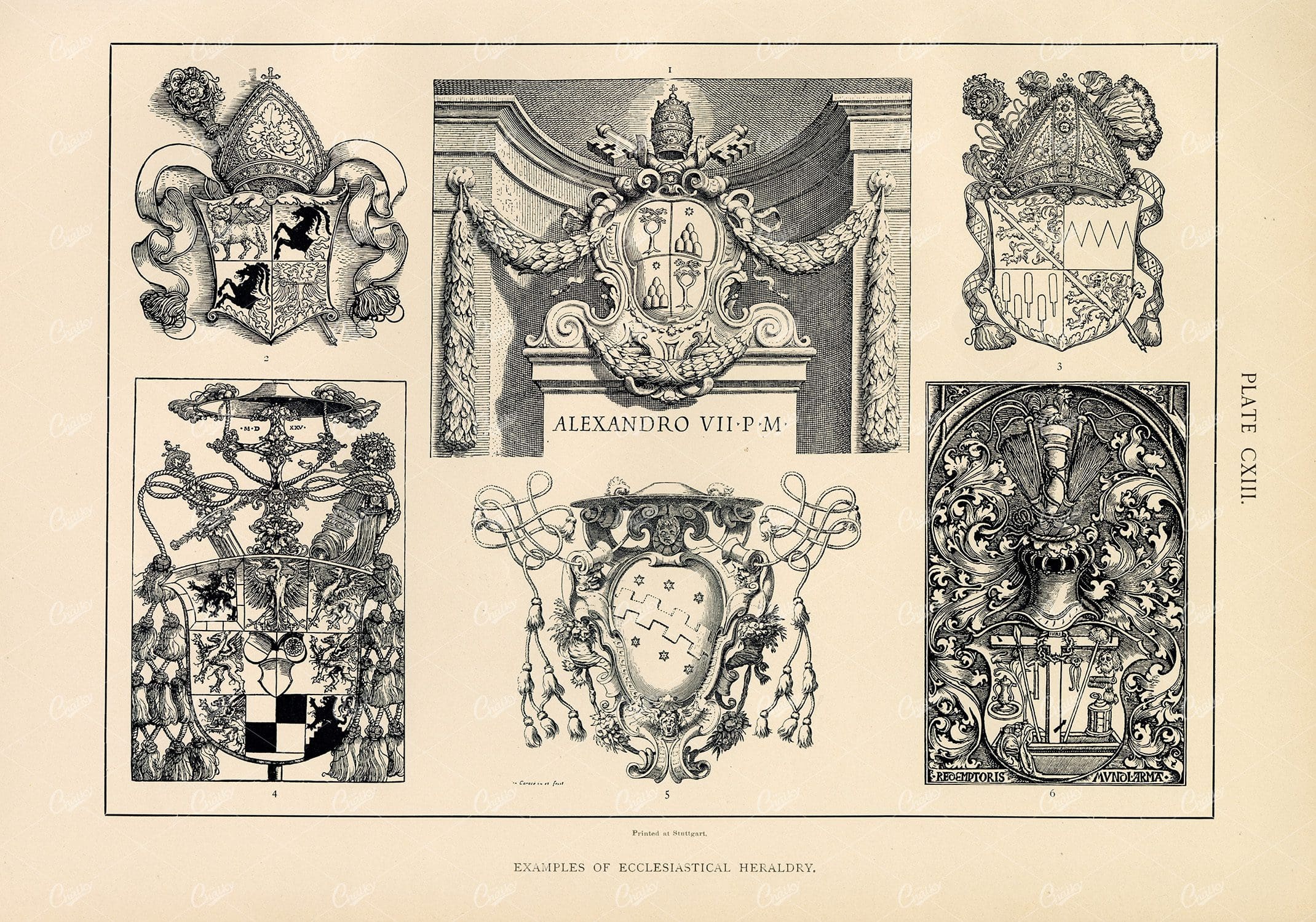 Examples of Ecclesiastical Heraldry 1904 Vintage Print