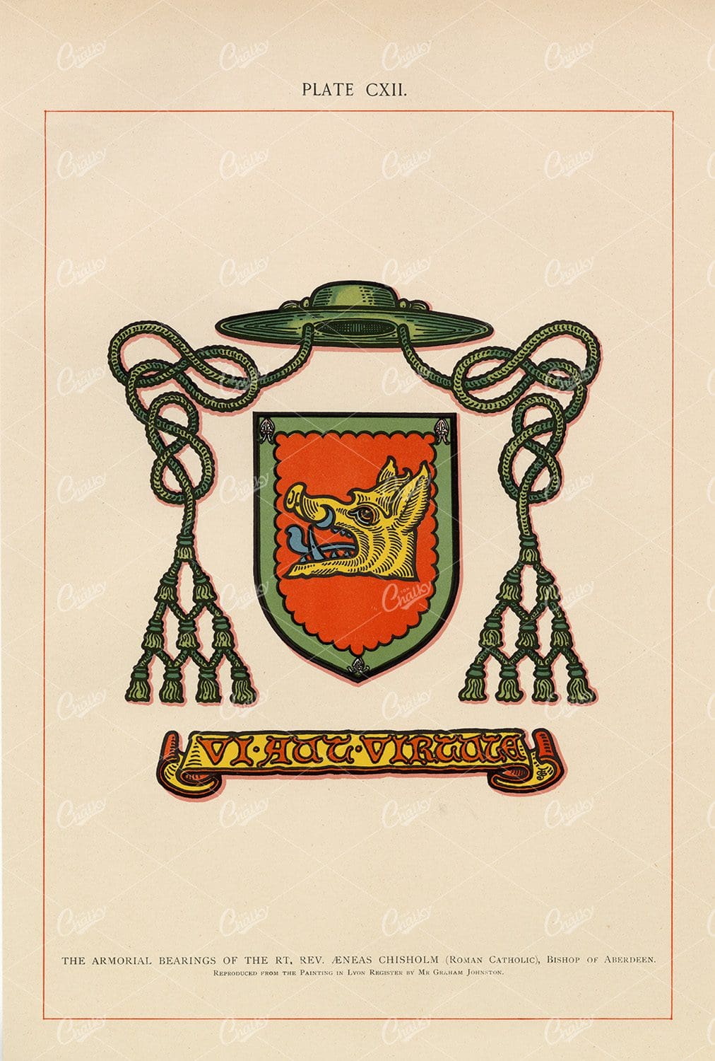 The Armorial Bearings of the Bishop of Aberdeen - 1904 Heraldry Print
