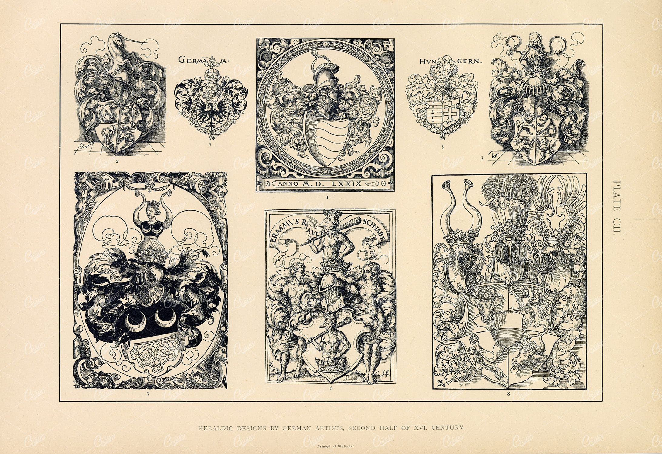 Heraldic Designs from the Second Half of XVI. Century - 1904 Print