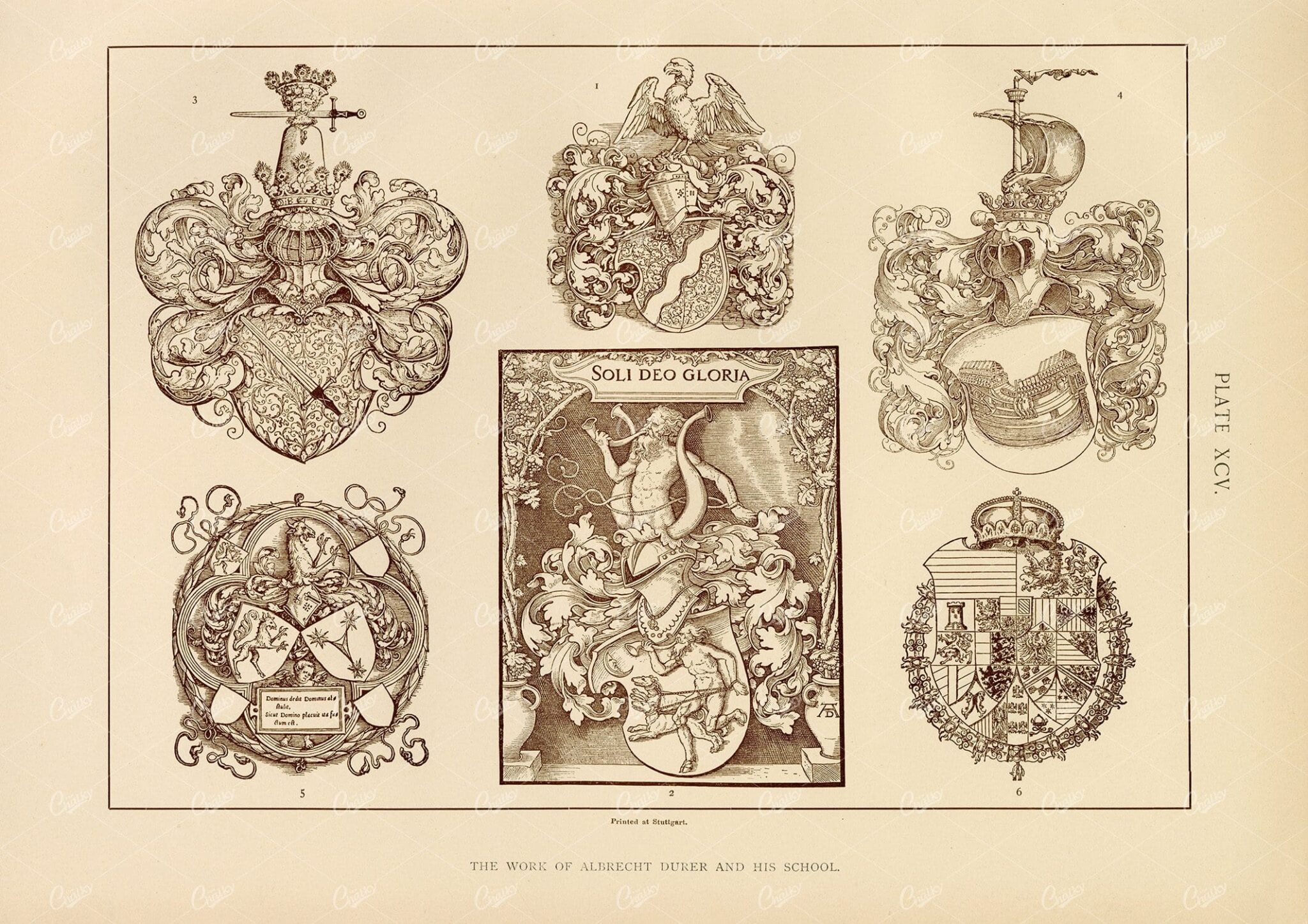 1904 Heraldry Print - The Work of Albrecht Durer and his School