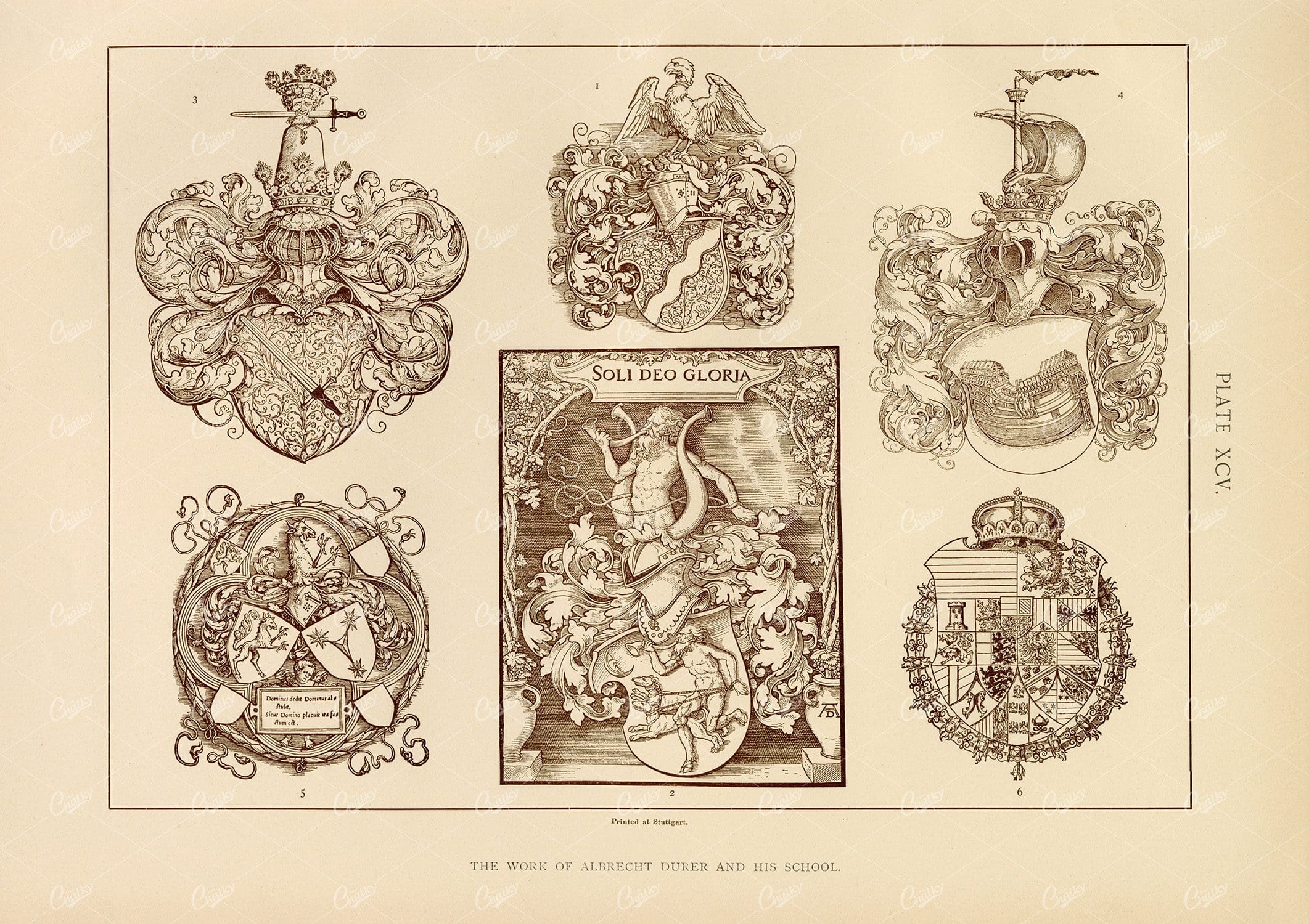 1904 Heraldry Print - The Work of Albrecht Durer and his School