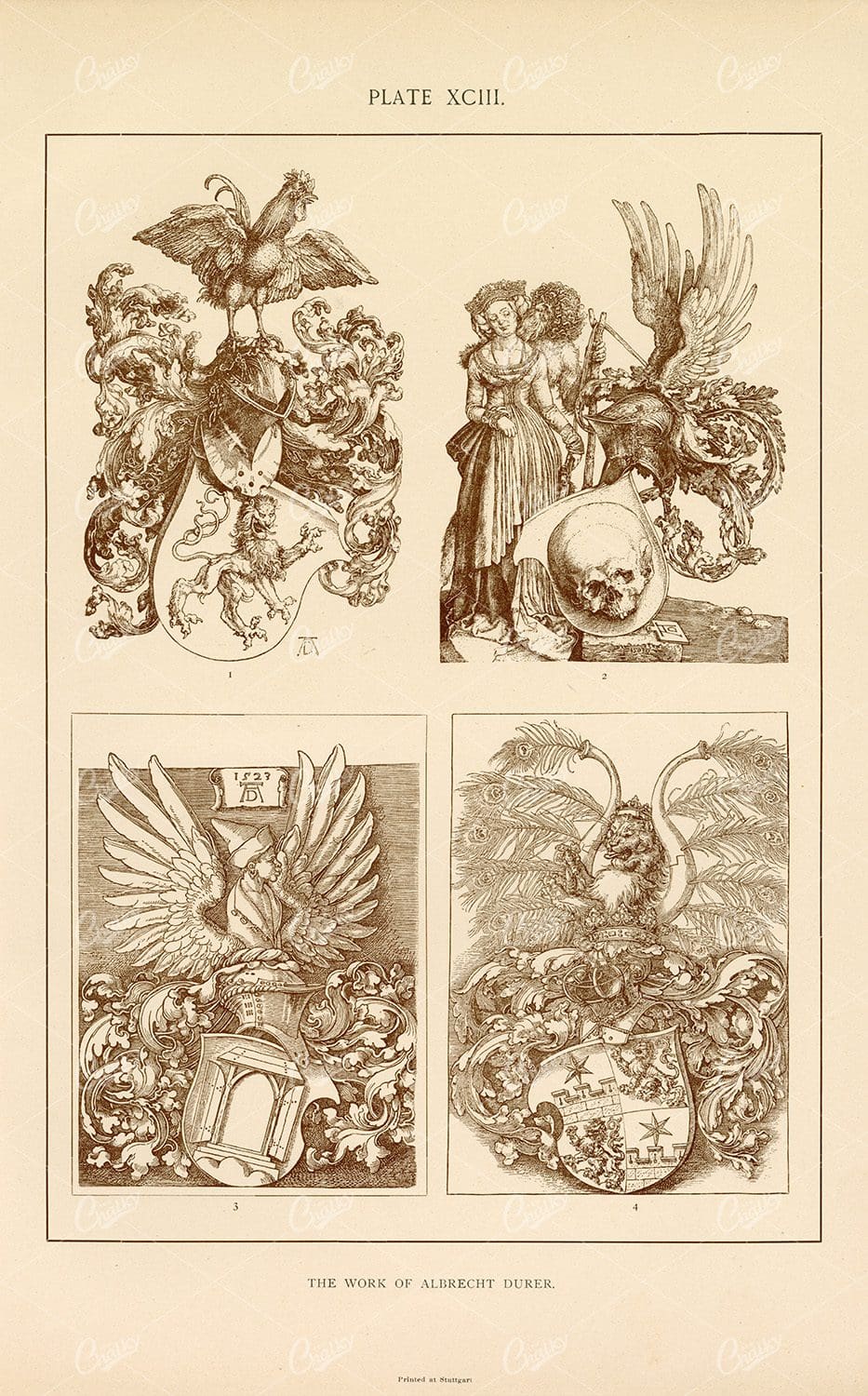 The Work Of Albrecht Durer - 1904 Vintage Heraldry Print