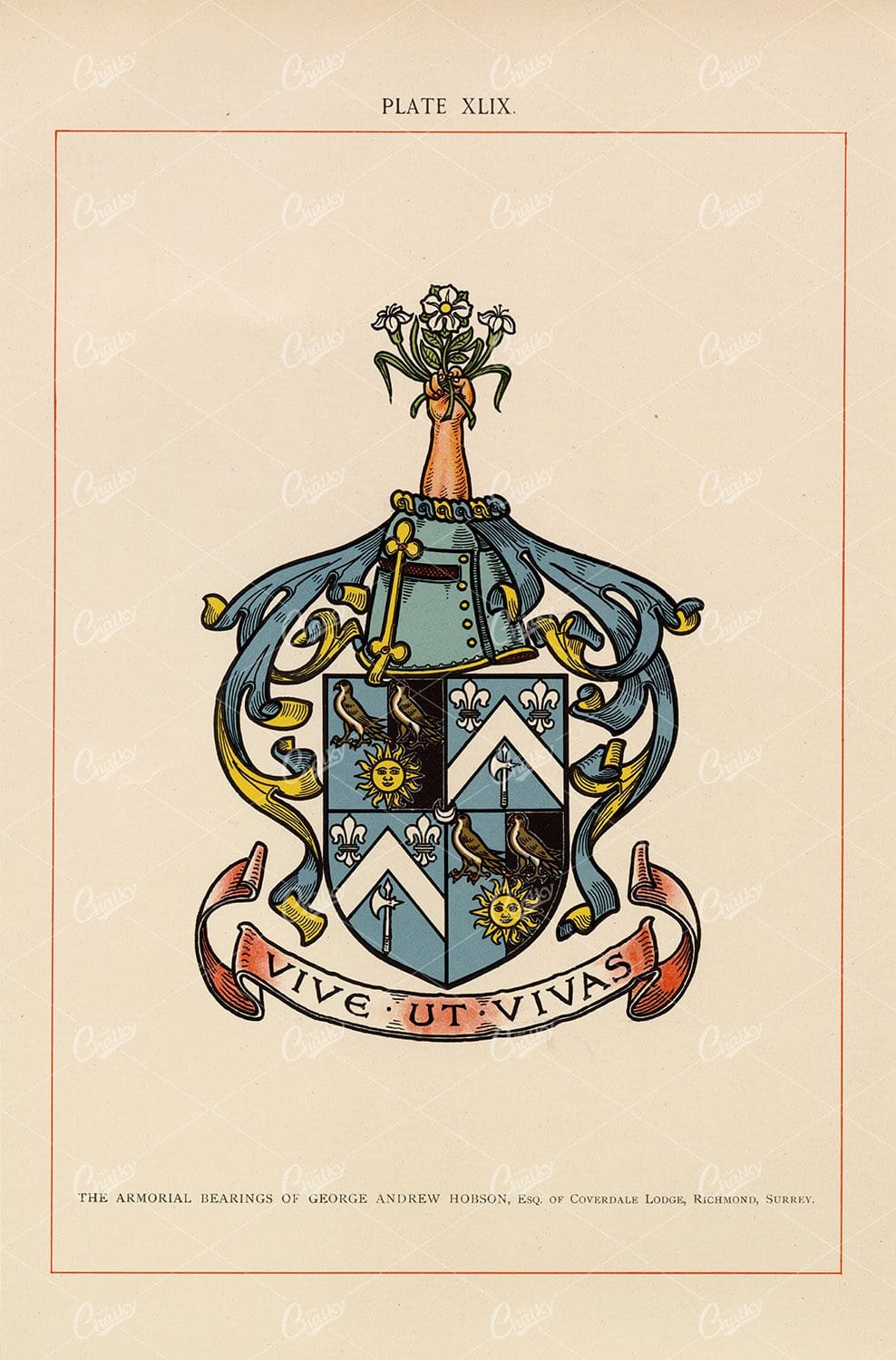 The Armorial Bearings of George Andrew Hobson - Heraldry Print