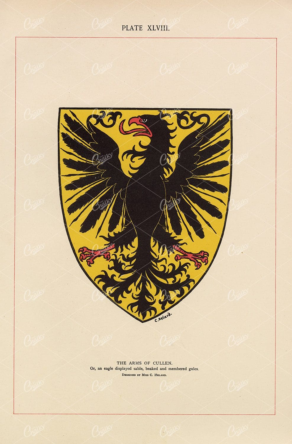1904 Vintage Heraldry Print - The Arms of Cullen