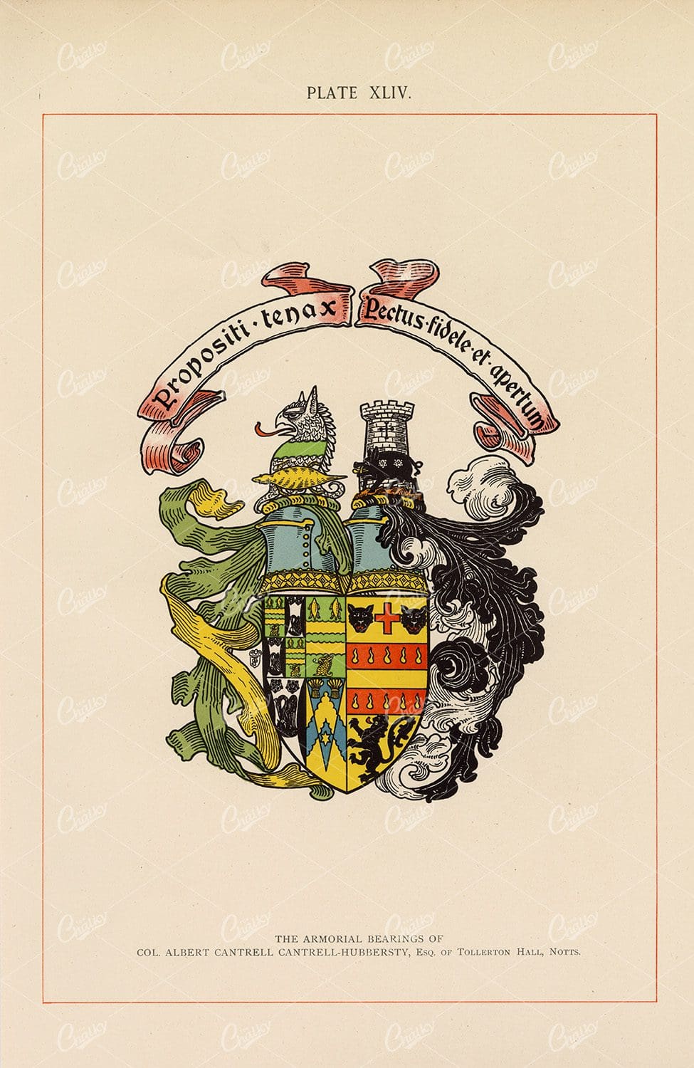 The Armorial Bearings of Col. Albert Cantrell - 1904 Heraldry Print