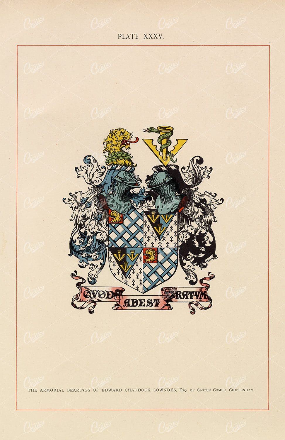 The Armorial Bearings of Edward Chaddock - 1904 Vintage Print