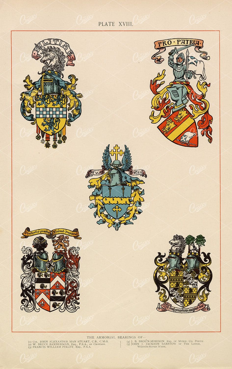 Vintage Heraldry Coloured Print 1904 - Armorial Bearings