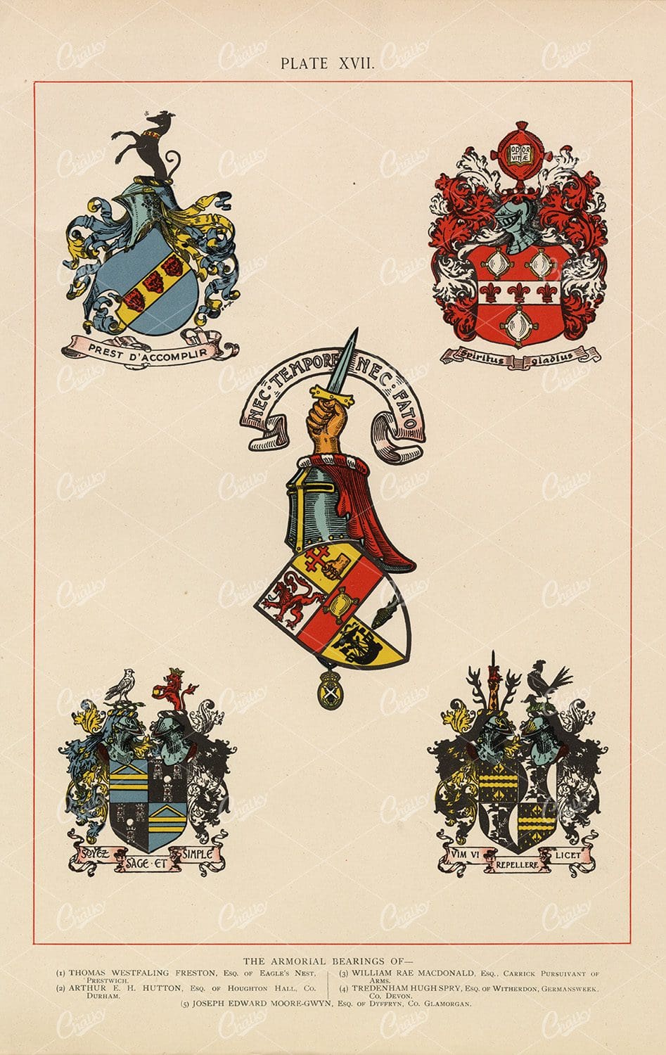 Vintage Heraldry Coloured Print 1904 - Armorial Bearings