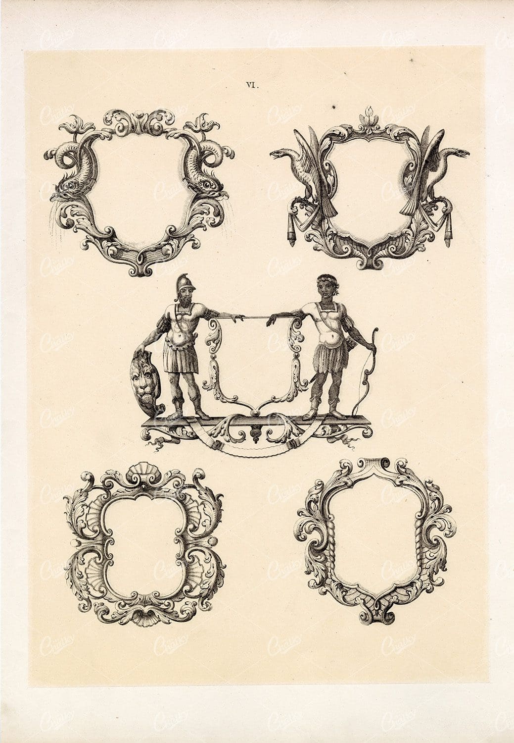 1910 Vintage Heraldry Print - Decorative Frame Designs