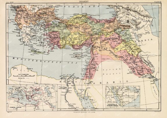Vintage Map of Turkey  - Encyclopedia Britannica 9th Edition