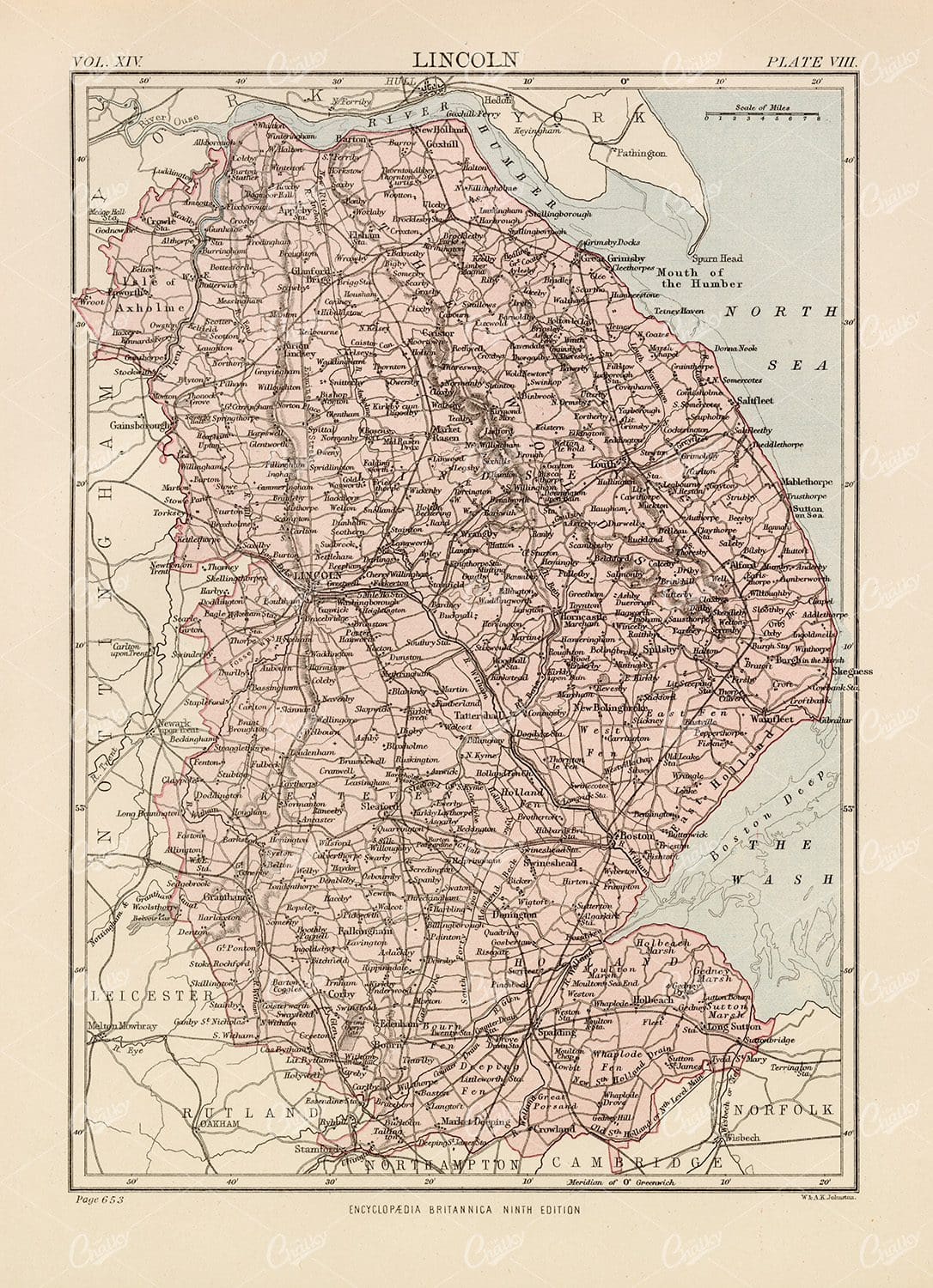 Antique Map of Lincoln - Vintage Print 1880