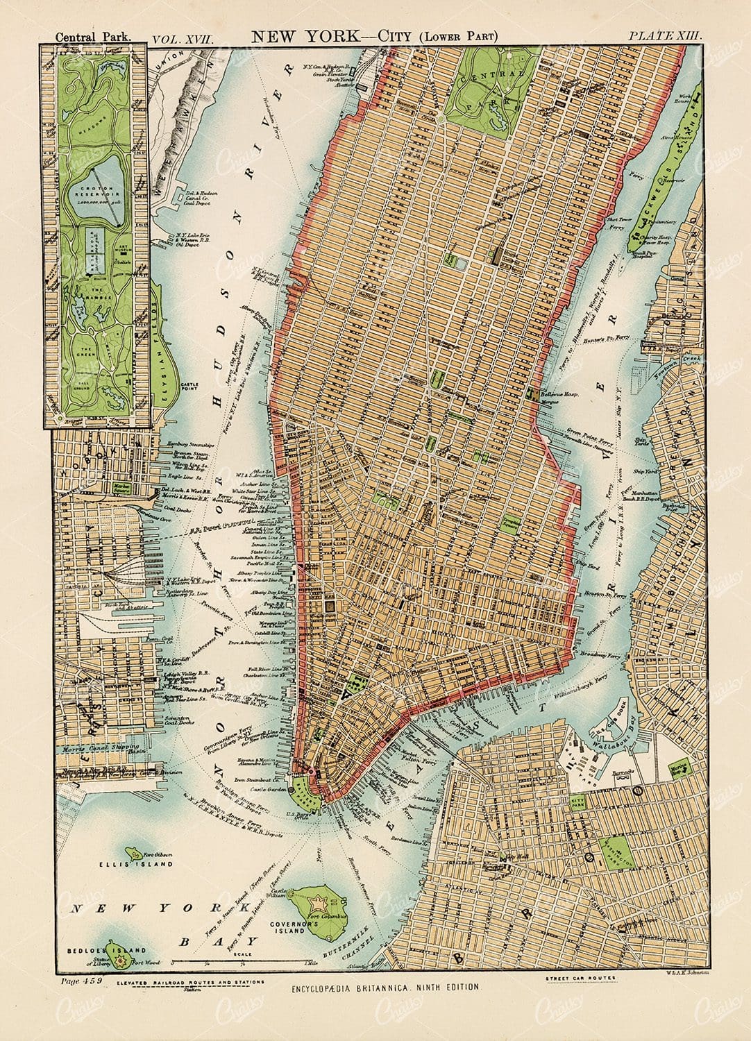 Encyclopedia Britannica - Antique Map of New York