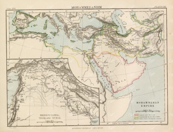 Antique Map of the Mohammedan Empire - 1880