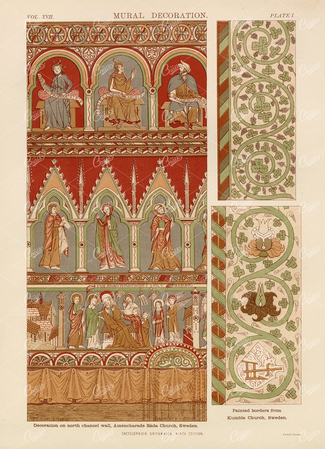 Vintage Mural Decoration - Encyclopedia Britannica 1880