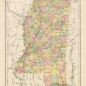 1880 Encyclopedia Britannica - Antique Map of Mississippi
