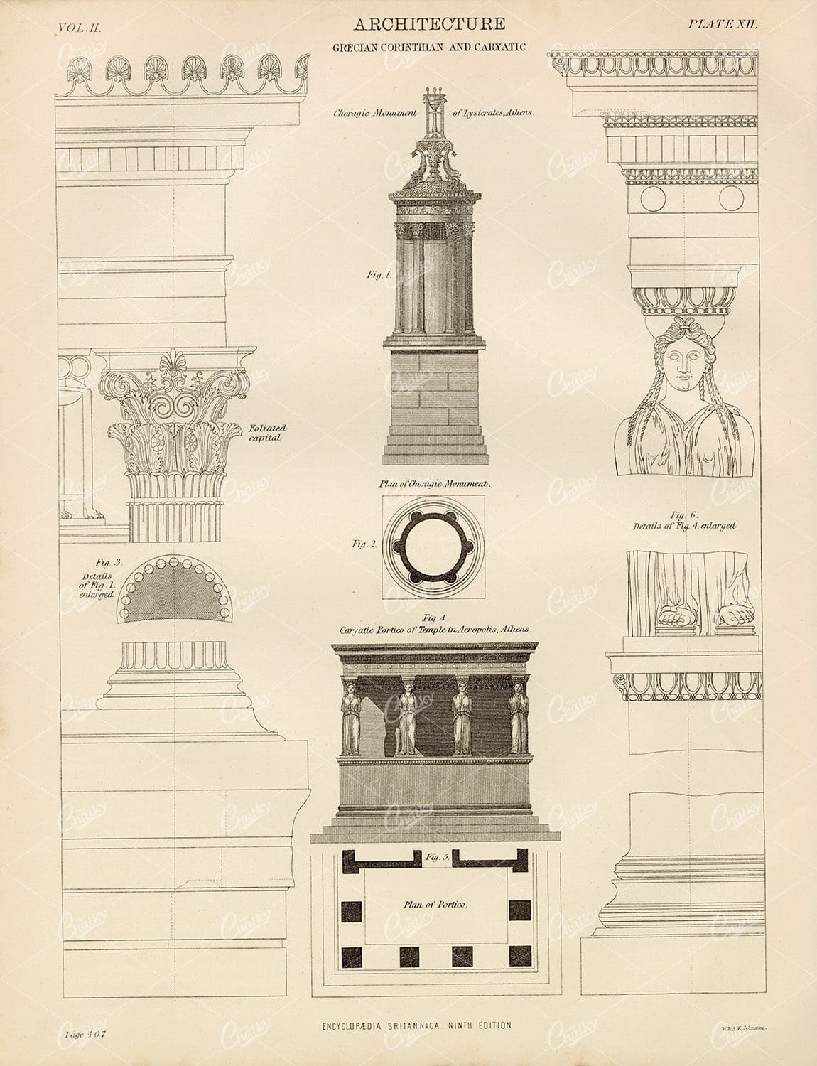 Vintage Architecture Print - 1880 Antique