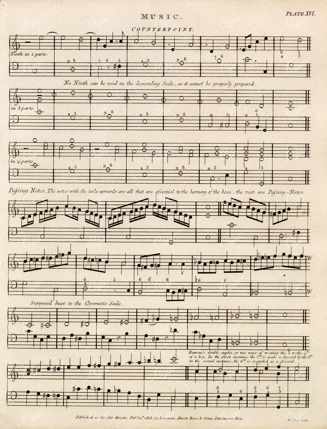 VINTAGE Counterpoint Sheet Music - Rees Encyclopedia 1800s