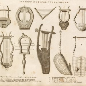 ANCIENT Musical Instruments - Antique 1800s Rees' Encyclopedia Print