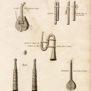 ANTIQUE Russian Musical Instruments Print 1800s