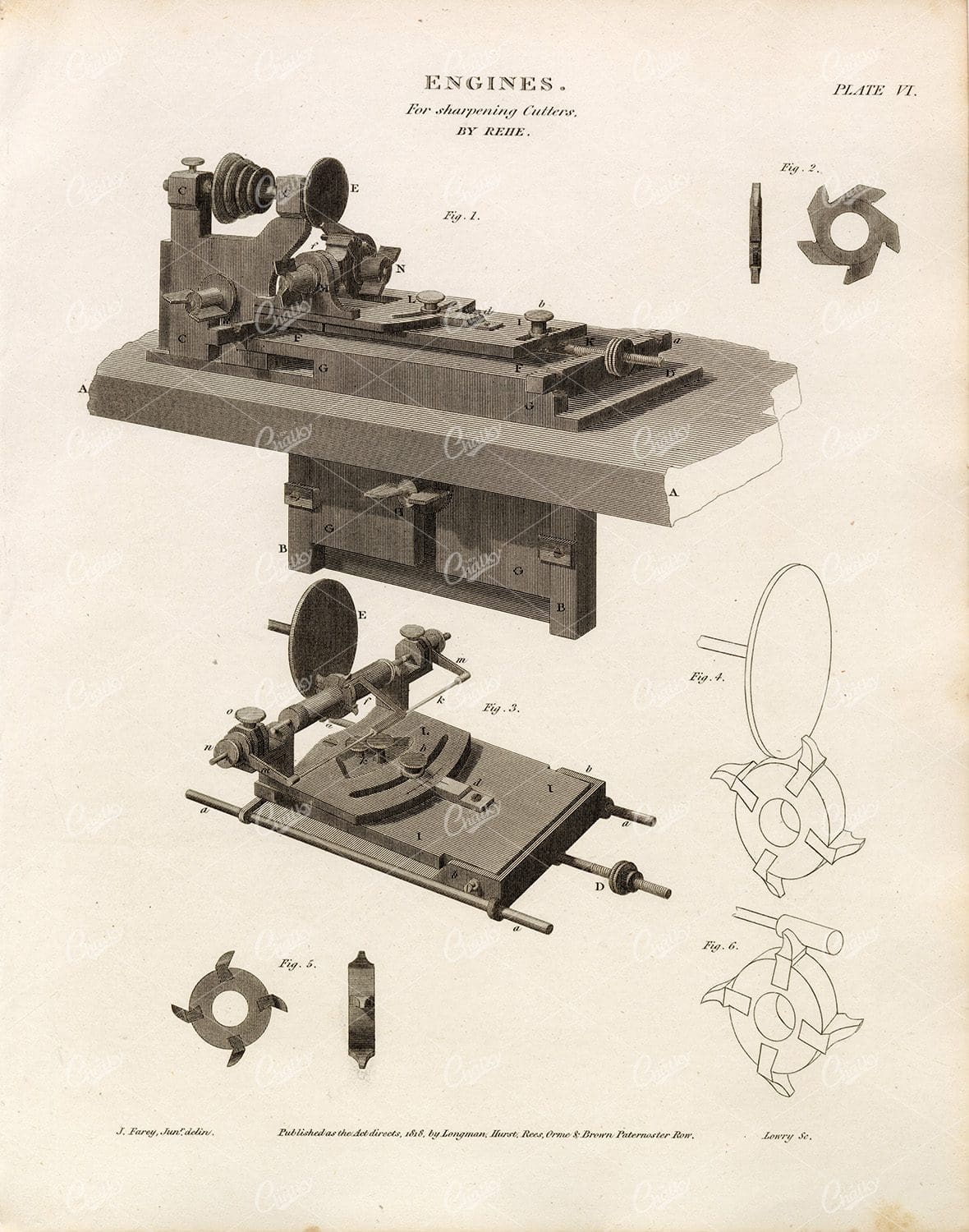 ANTIQUE Engines Print - 1800s Rees' Encyclopedia