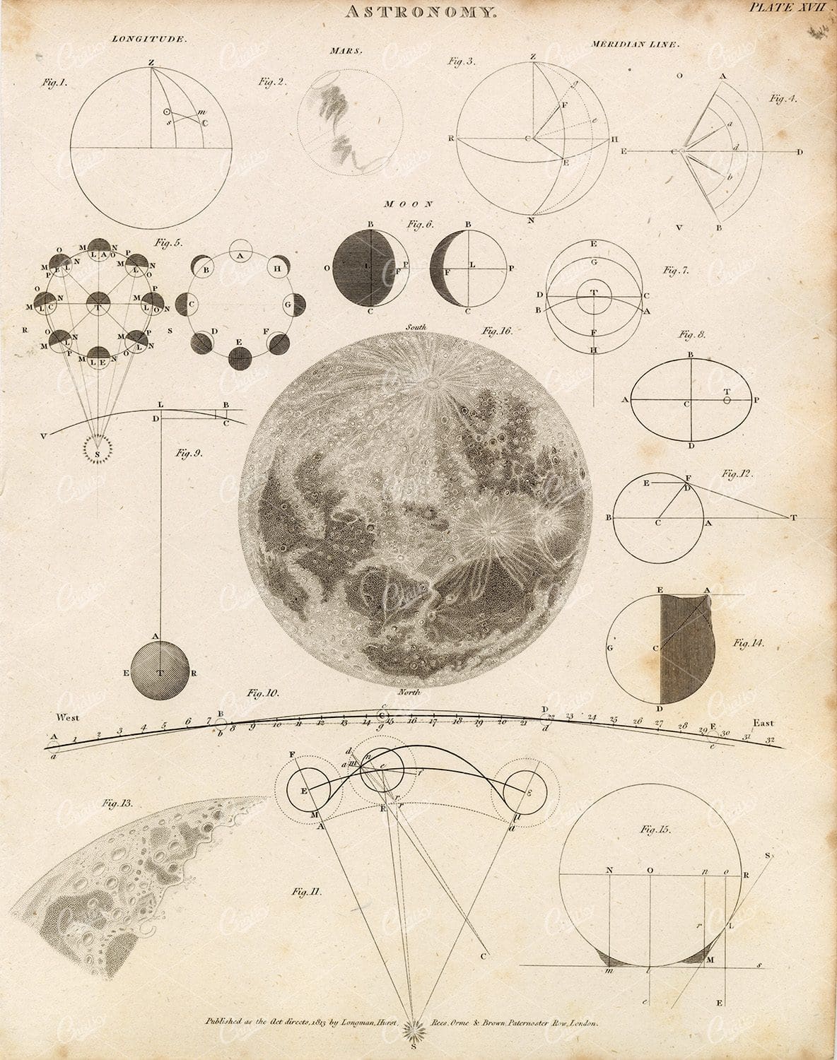ANTIQUE Astronomy Print - Rees's Encyclopedia 1800s